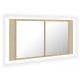 Sonata H Шкаф с LED огледало за баня, дъб сонома, 90x12x45 см, акрил