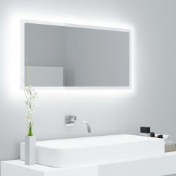 Sonata H LED огледало за баня, бял гланц, 90x8,5x37 см, акрил - Baie