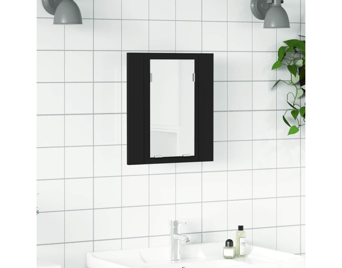 Sonata Dulap de baie cu oglindă & LED, negru, 40x12x45 cm, acril