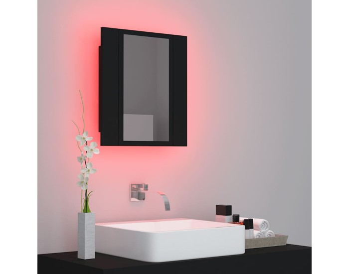 Sonata Dulap de baie cu oglindă & LED, negru, 40x12x45 cm, acril