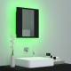 Sonata H Шкаф с LED огледало за баня, черно, 40x12x45 см, акрил