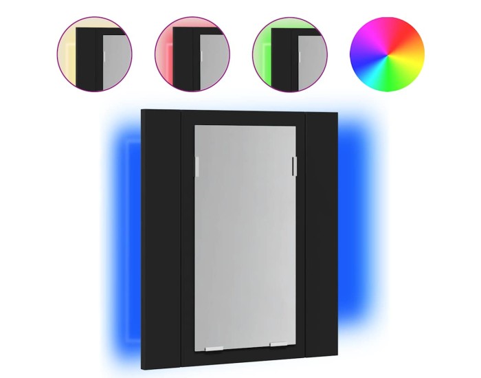 Sonata Dulap de baie cu oglindă & LED, negru, 40x12x45 cm, acril