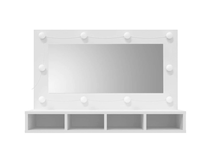 Sonata Dulap cu oglindă și LED, alb, 90x31,5x62 cm