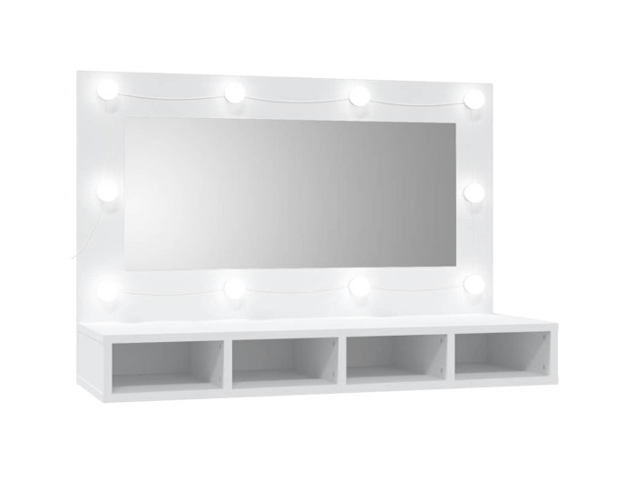 Sonata Dulap cu oglindă și LED, alb, 90x31,5x62 cm