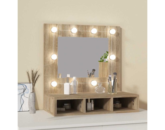 Sonata Dulap cu oglindă și LED, stejar sonoma, 60x31,5x62 cm