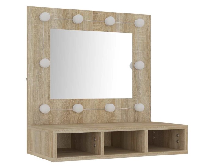 Sonata Dulap cu oglindă și LED, stejar sonoma, 60x31,5x62 cm
