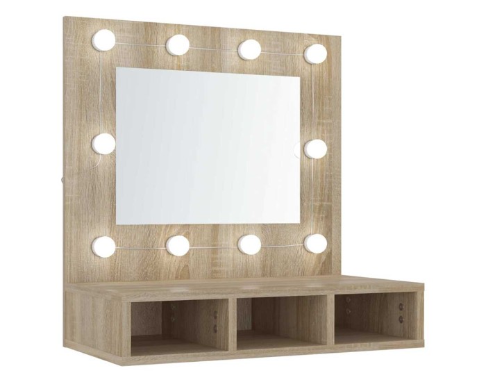 Sonata Dulap cu oglindă și LED, stejar sonoma, 60x31,5x62 cm
