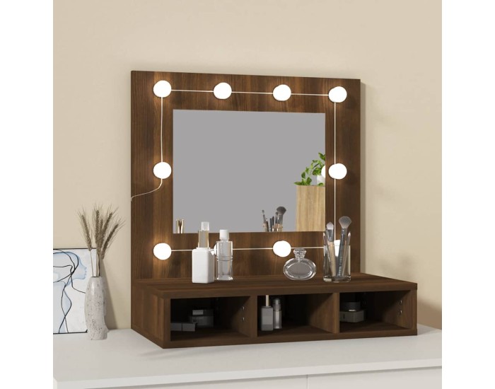 Sonata Dulap cu oglindă și LED, stejar maro, 60x31,5x62 cm