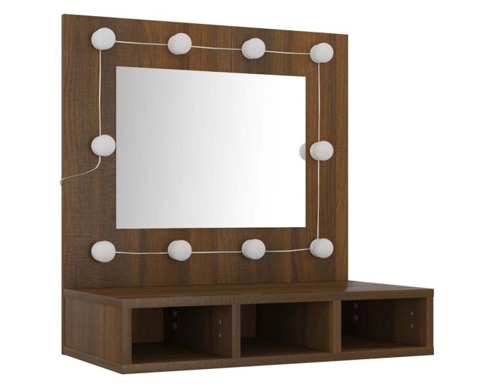 Sonata Dulap cu oglindă și LED, stejar maro, 60x31,5x62 cm