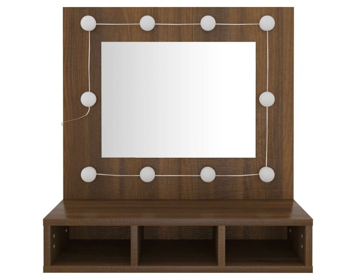 Sonata Dulap cu oglindă și LED, stejar maro, 60x31,5x62 cm