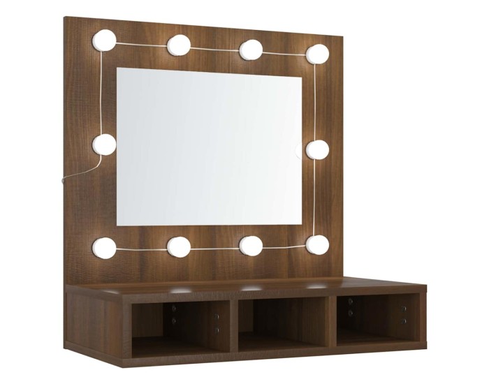 Sonata Dulap cu oglindă și LED, stejar maro, 60x31,5x62 cm