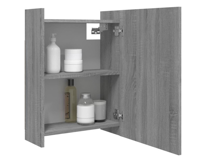 Sonata Dulap baie cu oglindă gri sonoma 62,5x20,5x64 cm lemn compozit