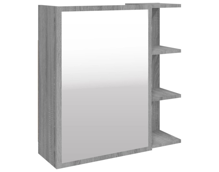 Sonata Dulap baie cu oglindă gri sonoma 62,5x20,5x64 cm lemn compozit