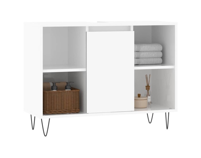 Sonata Dulap pentru baie, alb extralucios, 80x33x60 cm, lemn compozit