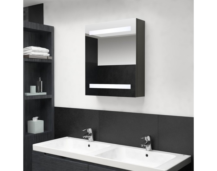 Sonata Dulap de baie cu oglindă și LED, antracit, 50x14x60 cm