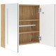 Sonata H LED шкаф с огледало за баня, бяло и цвят дъб, 62x14x60 см