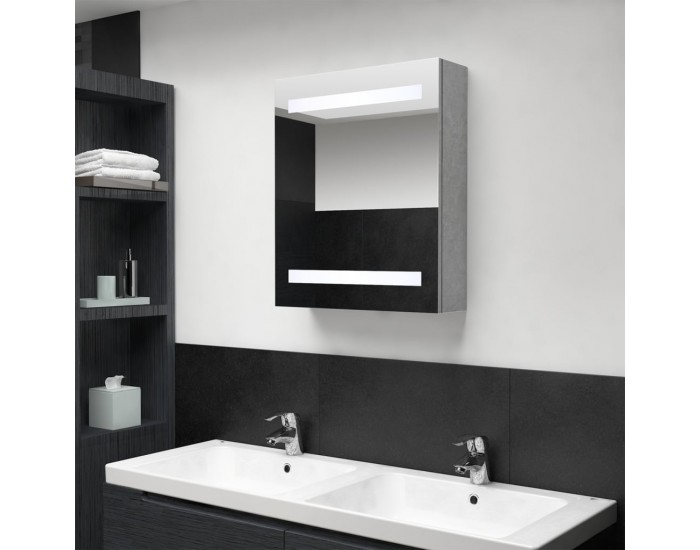 Sonata H LED шкаф с огледало за баня, бетонно сив, 50x14x60 см