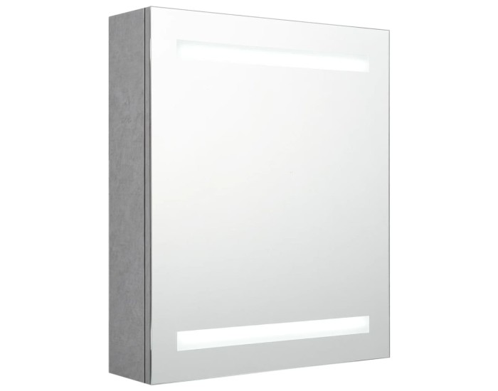 Sonata Dulap de baie cu oglindă și LED, gri beton, 50x14x60 cm