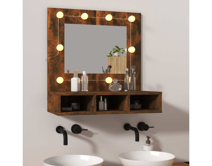 Sonata Dulap cu oglindă și LED, stejar fumuriu, 60x31,5x62 cm