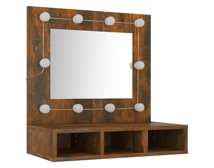 Sonata Dulap cu oglindă și LED, stejar fumuriu, 60x31,5x62 cm