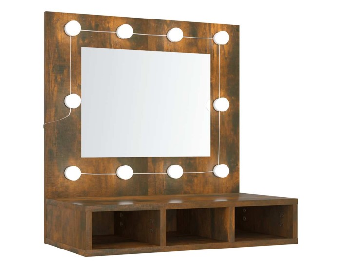 Sonata Dulap cu oglindă și LED, stejar fumuriu, 60x31,5x62 cm