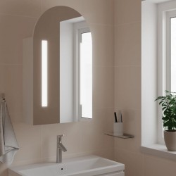 Sonata H Огледален шкаф за баня с LED светлина дъговиден бял 42x13x70 см - Dulapuri de baie