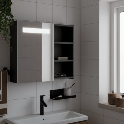 Sonata H Огледален шкаф за баня с LED осветление черен 60x13x52 см - Dulapuri de baie