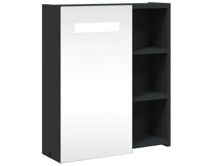 Sonata H Огледален шкаф за баня с LED осветление черен 45x13x52 см