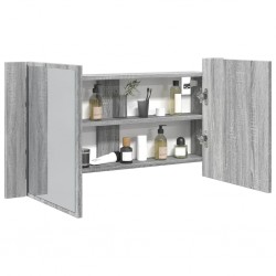 Sonata H Шкаф с LED огледало за баня, сив сонома, 90x12x45 см, акрил - Dulapuri de baie