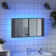Sonata H Шкаф с LED огледало за баня, сив сонома, 90x12x45 см, акрил