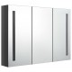 Sonata H LED шкаф с огледало за баня, 89x14x62 см, блестящо сив