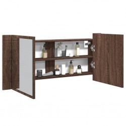 Sonata H Шкаф с LED огледало за баня, кафяв дъб, 100x12x45 см - Dulapuri de baie