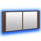 Sonata H Шкаф с LED огледало за баня, кафяв дъб, 100x12x45 см