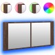Sonata H Шкаф с LED огледало за баня, кафяв дъб, 100x12x45 см