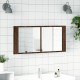 Sonata H Шкаф с LED огледало за баня, кафяв дъб, 100x12x45 см