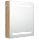 Sonata H LED шкаф с огледало за баня, бяло и дъб, 50x14x60 см