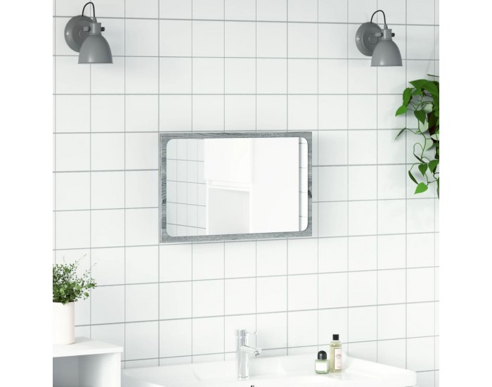 Sonata H LED огледало за баня, сив сонома, 60x8,5x38 см, инженерно дърво