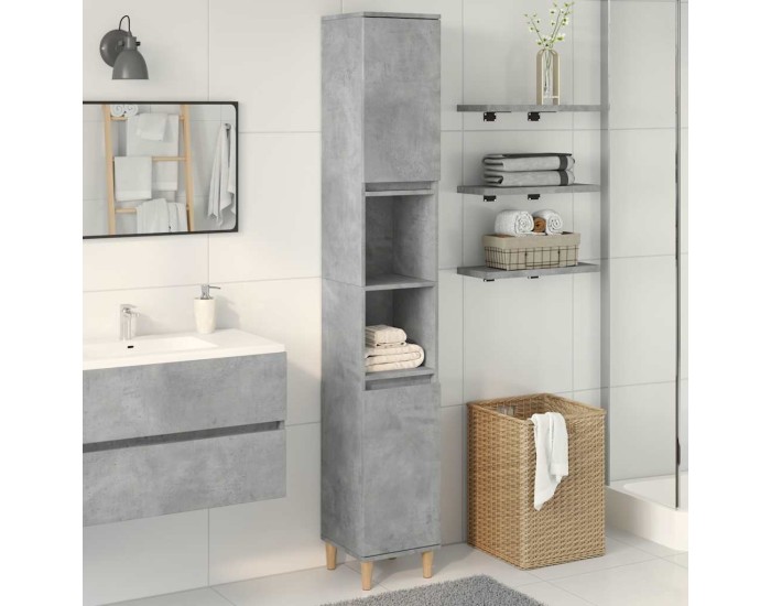 Sonata Dulap de baie, gri beton, 30x30x190 cm, lemn prelucrat