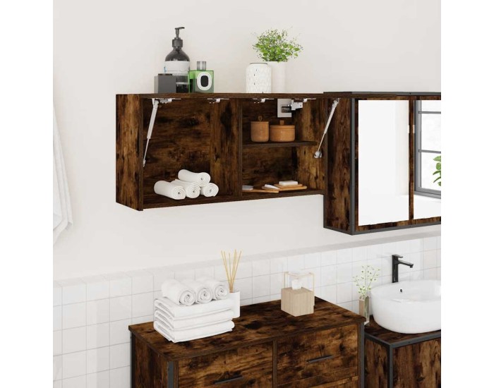 Sonata Dulap perete baie, stejar fumuriu, 80x25x40 cm, lemn prelucrat