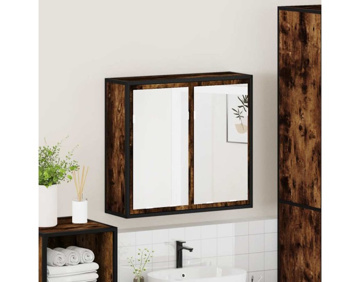Sonata Dulap baie cu oglindă stejar fumuriu 65x20x60 cm lemn compozit