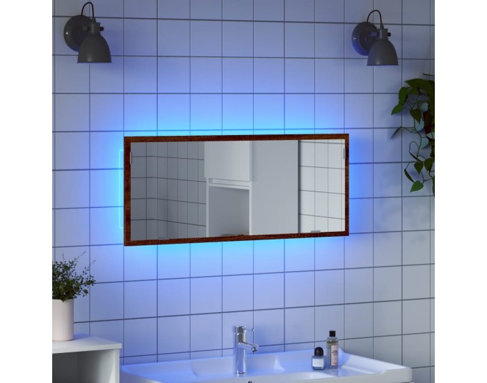 Sonata Oglindă de baie LED stejar maro, 100x8,5x37 cm lemn prelucrat