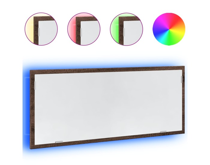 Sonata Oglindă de baie LED stejar maro, 100x8,5x37 cm lemn prelucrat