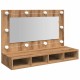 Sonata Dulap cu oglindă cu LED, stejar artizanal, 90x31,5x62 cm