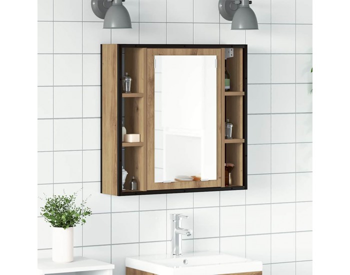 Sonata H Огледален шкаф за баня дъб артизан 60x16x60 см инженерно дърво