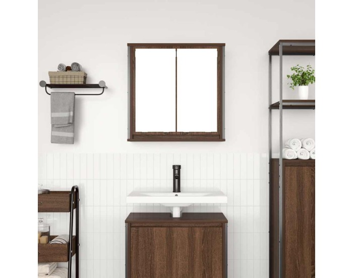 Sonata Dulap de baie cu oglindă stejar maro 60x21x60 cm