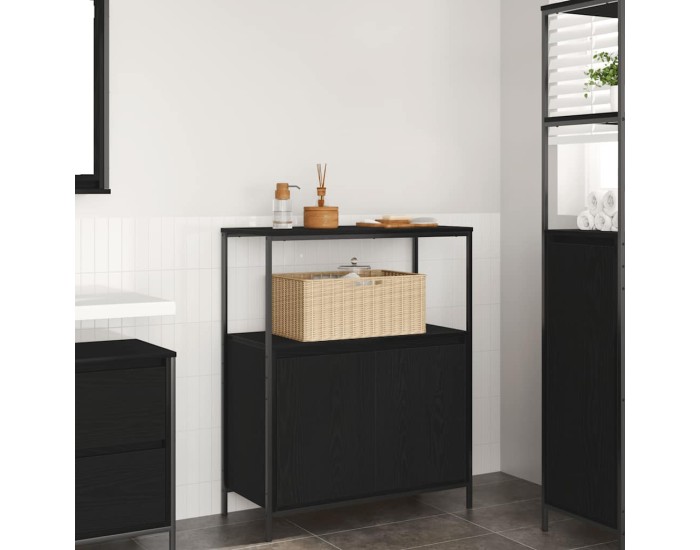 Sonata Dulap de baie cu rafturi Stejar negru 76,5x35x95 cm