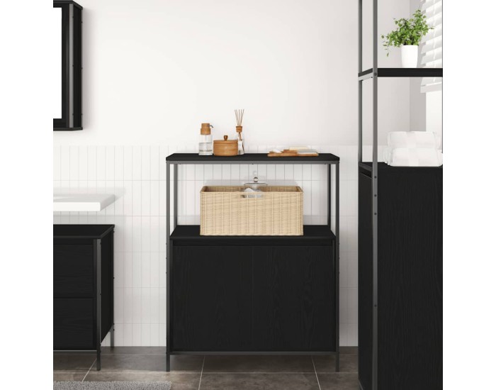 Sonata Dulap de baie cu rafturi Stejar negru 76,5x35x95 cm