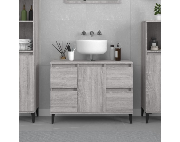 Sonata H Шкаф за мивка, сив сонома, 80x33x60 см, инженерно дърво