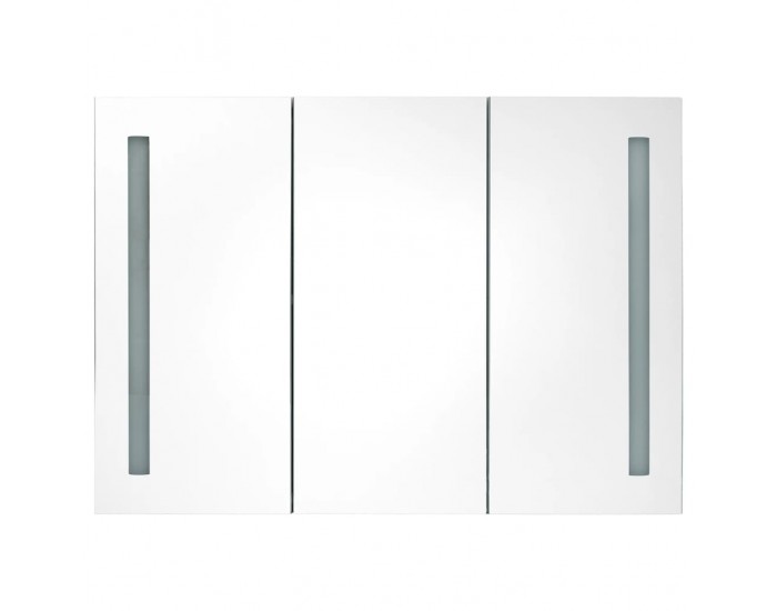 Sonata H LED шкаф с огледало за баня, 89x14x62 см, бяло и дъб
