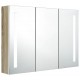 Sonata H LED шкаф с огледало за баня, 89x14x62 см, бяло и дъб
